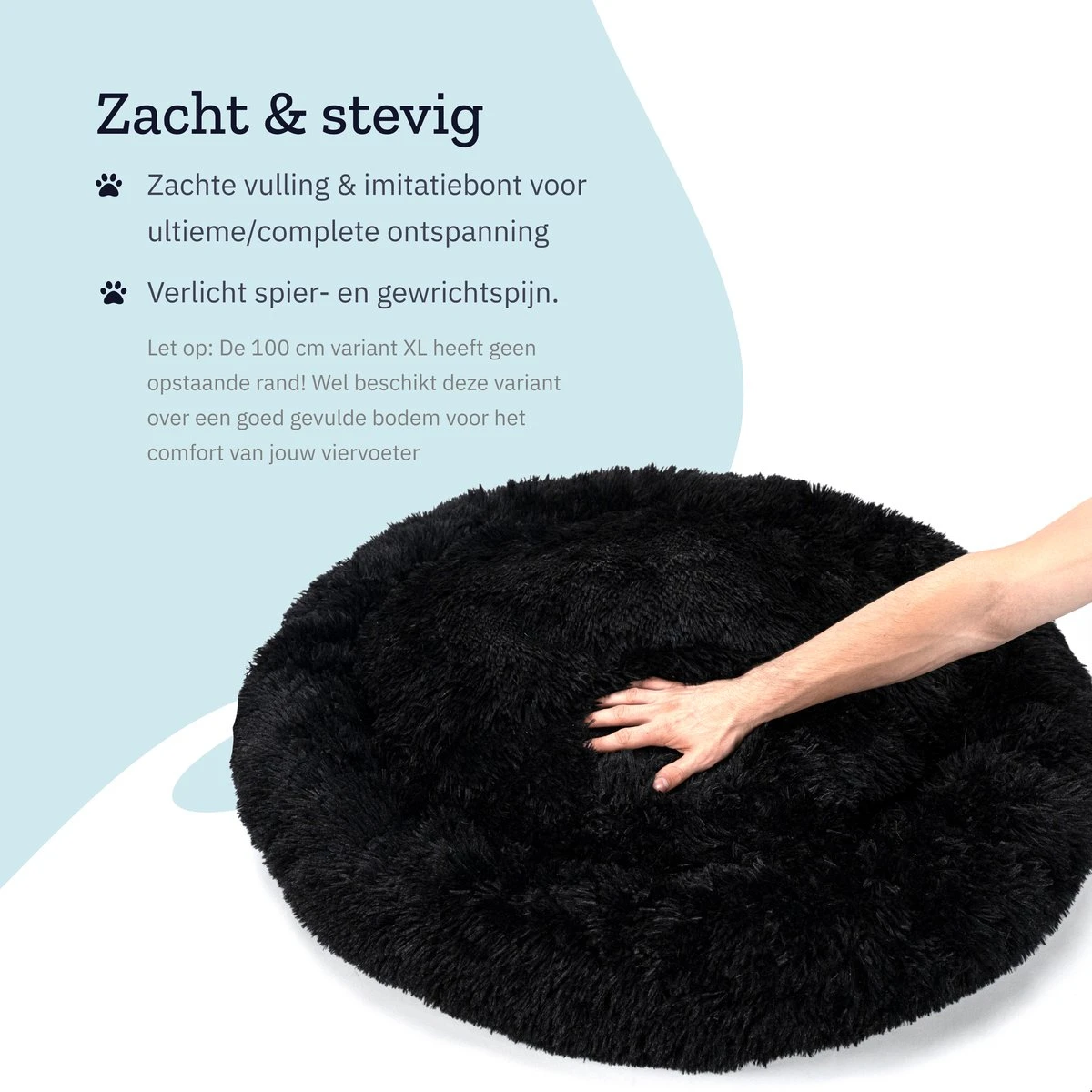 All 4 Pets Supply® Hondenmand Donut - Maat XL - Geschikt Voor Honden Tot 100 Cm - Hondenkussen - Zwart - Afbeelding 2