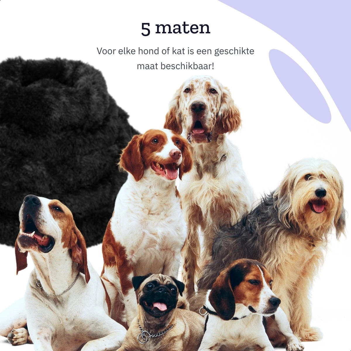 All 4 Pets Supply® Hondenmand Donut - Maat XL - Geschikt Voor Honden Tot 100 Cm - Hondenkussen - Zwart - Afbeelding 9