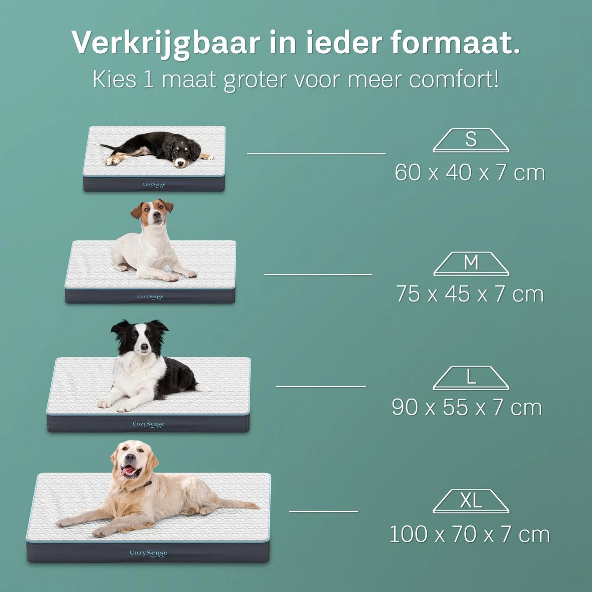 CozySense® - Orthopedisch Hondenkussen - Hondenkussen 90 X 55 Cm - Ook Geschikt Als Benchkussen & Hondenbed - Hondenkussen Bank - Traagschuim - Waterdicht - Wasbare Hoes - Maat L - Afbeelding 2