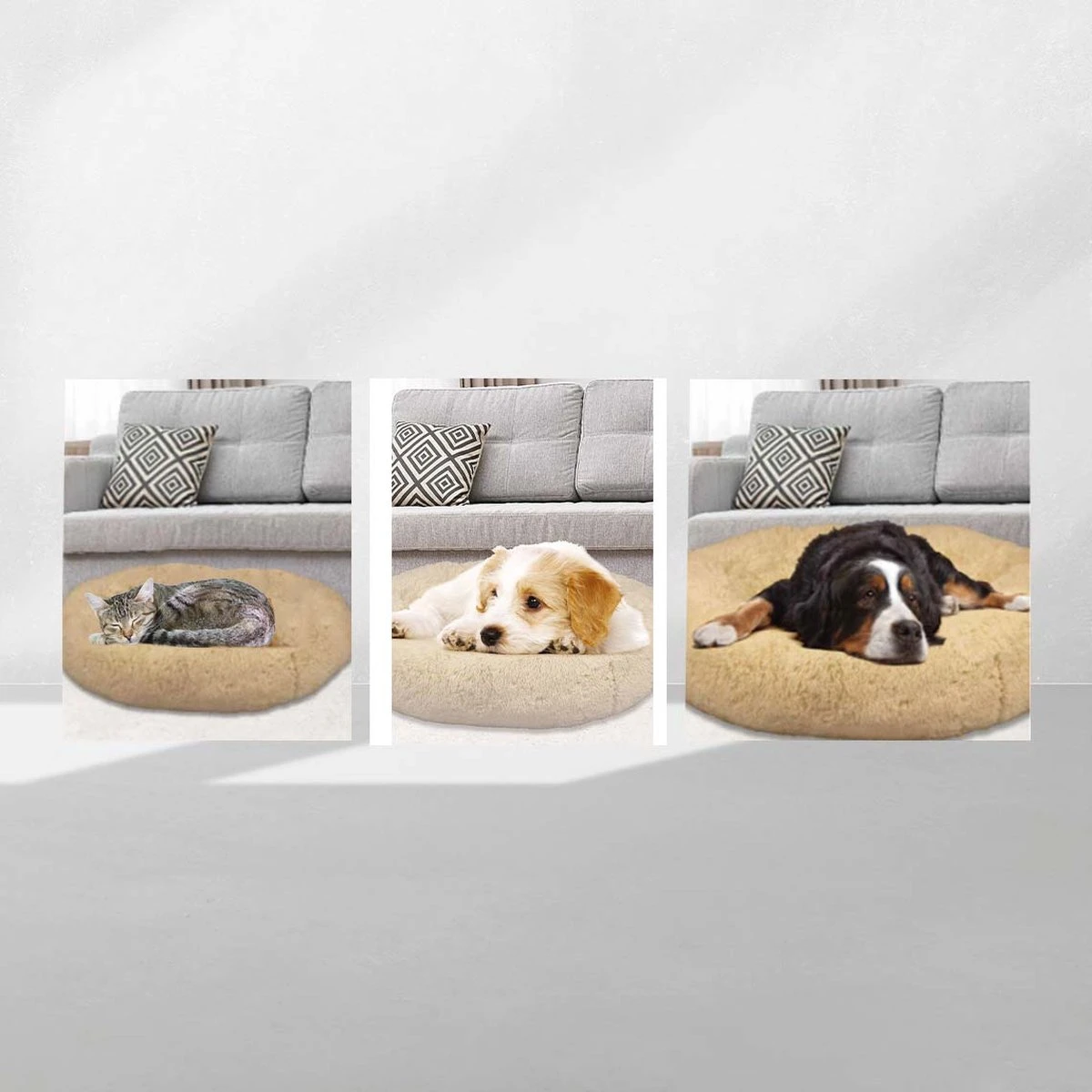 Peaceful Pooch S - Pluizig Hondenbed - 58cm Diameter - Opvouwbaar - In Verschillende Maten. Kattenbed - Wasbaar - Uitneembare Vulling - Ontspant Gewrichten En Spieren - Anti-slip Noppenbodem - Afbeelding 3