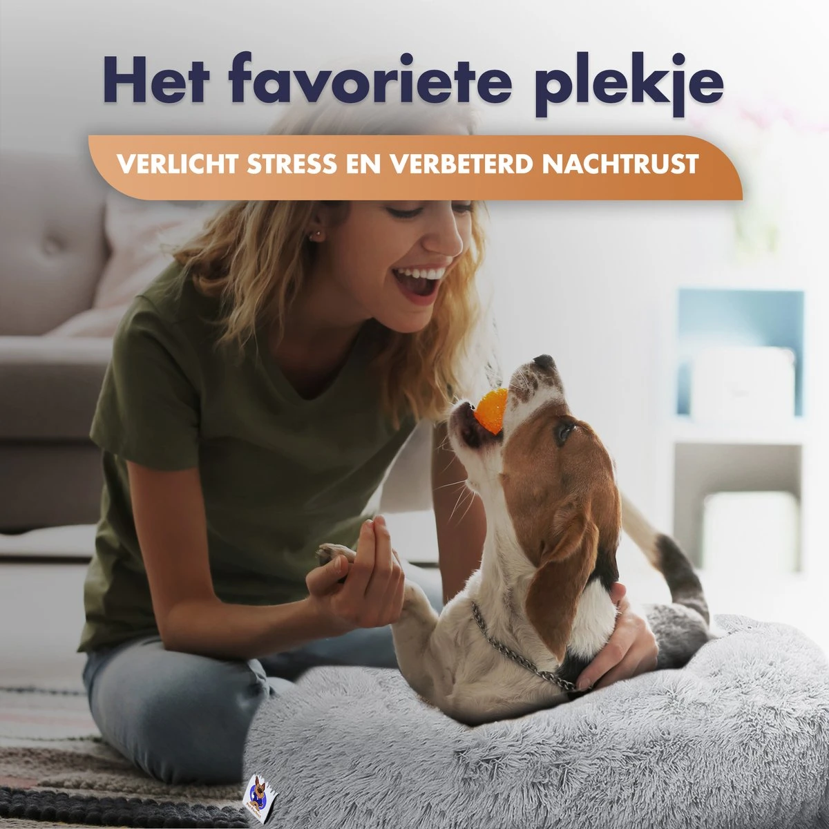 Pet Perfect Donut Hondenmand XXL - 100cm - Fluffy Hondenkussen - Hondenbed - Créme/Bruin - Afbeelding 2