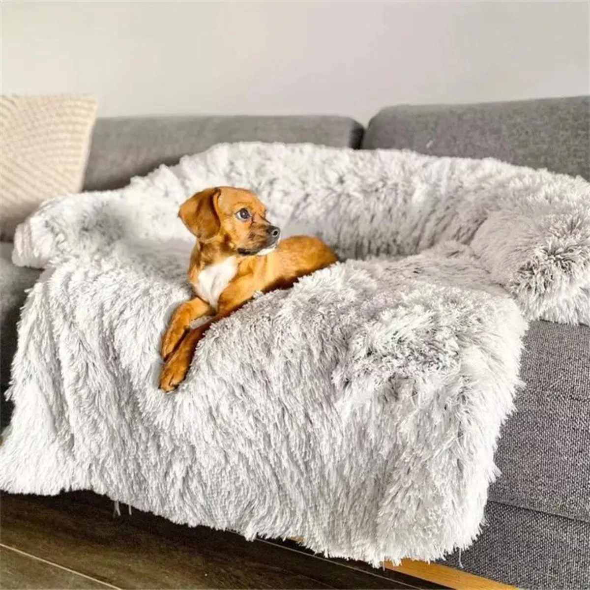 Quzi Hondenkussen Voor Bank - Fluffy Hondendeken - Bankbescherming Hond - 85x85cm - Afneembare Hoes - Afbeelding 5