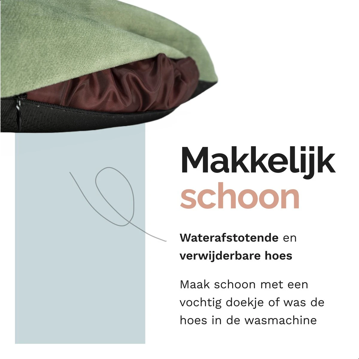 Rexproduct Hondenkussen - Hondenmand - Hondenbed Met Rits En Wasbaar - Manden & Kussens 90 X 110 CM - 0 Tot 80 Kg - SoftPet Groen - Afbeelding 5