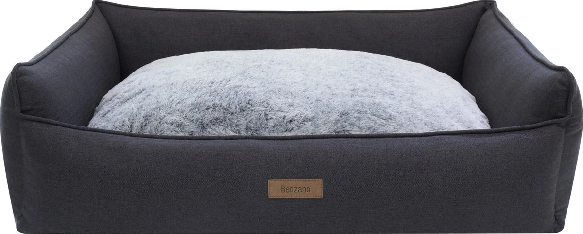 Benzano - Hondenmand - All Season - Wasmachine Wasbaar - Omkeerbaar Kussen - Pluche - Schuimvulling - Antraciet - 100 CM
