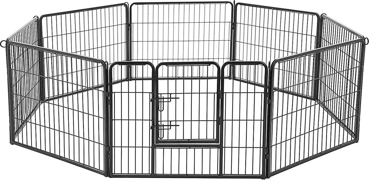 Transformeerbare Hondenren - Dieromheining Van 60 Cm Hoog En 210 Cm Diagonaal - Zwart - Afbeelding 3