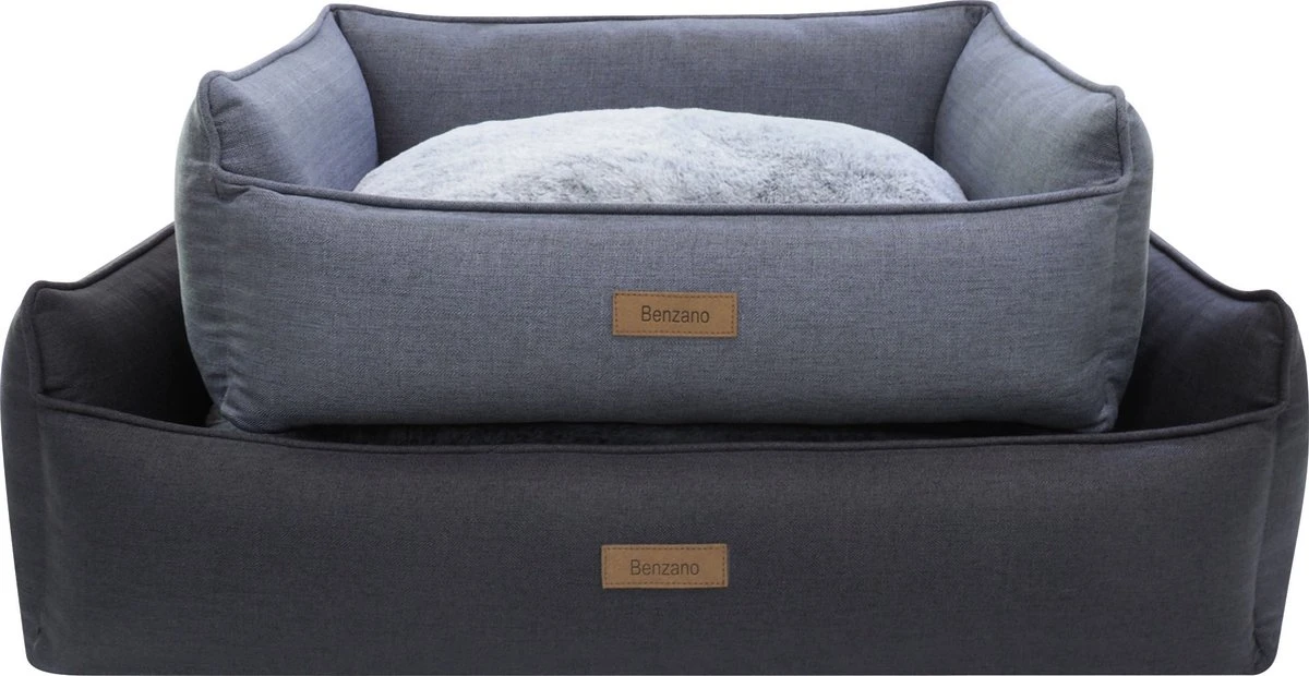 Benzano - Hondenmand - All Season - Wasmachine Wasbaar - Omkeerbaar Kussen - Pluche - Schuimvulling - Antraciet - 100 CM - Afbeelding 4