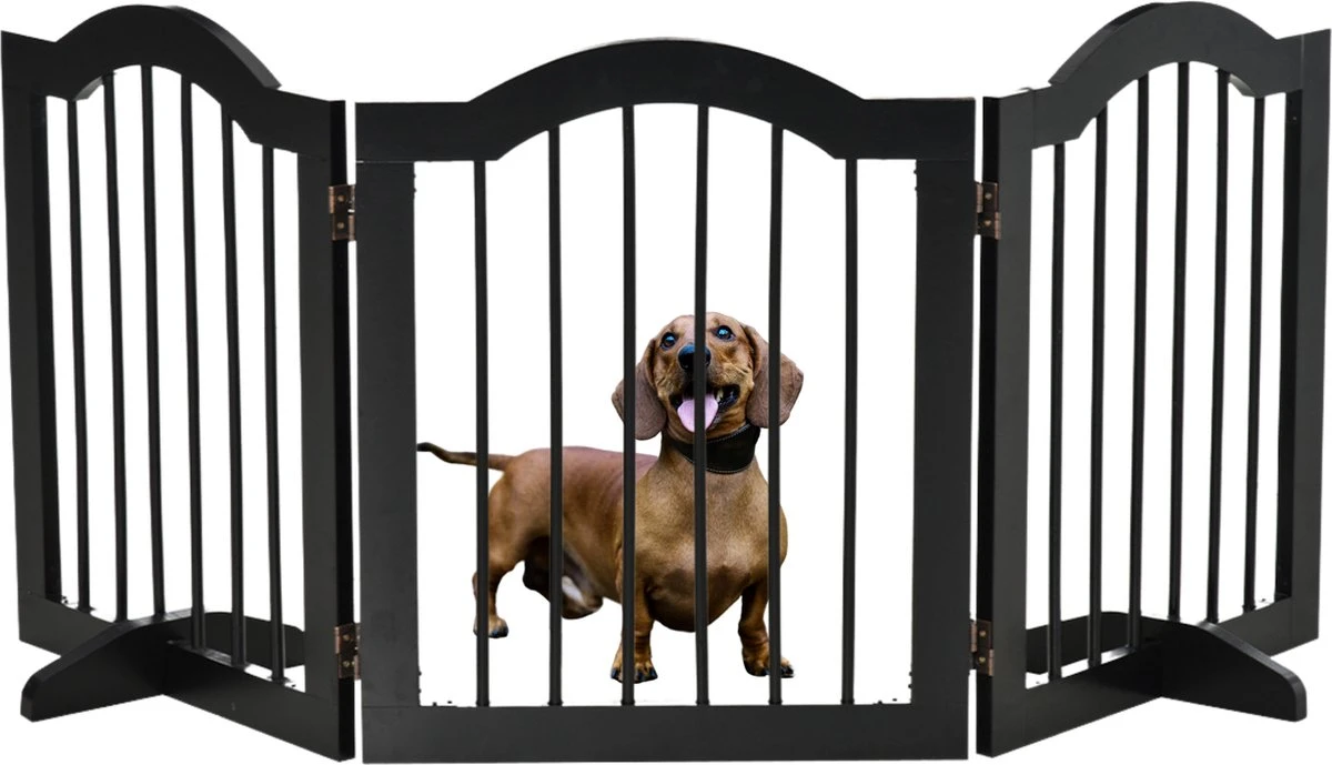 Paws & Claws - Hondenhek –Deurhekje - Dog Barrier - 154,5 X 61 Cm - Opvouwbaar - Zwart