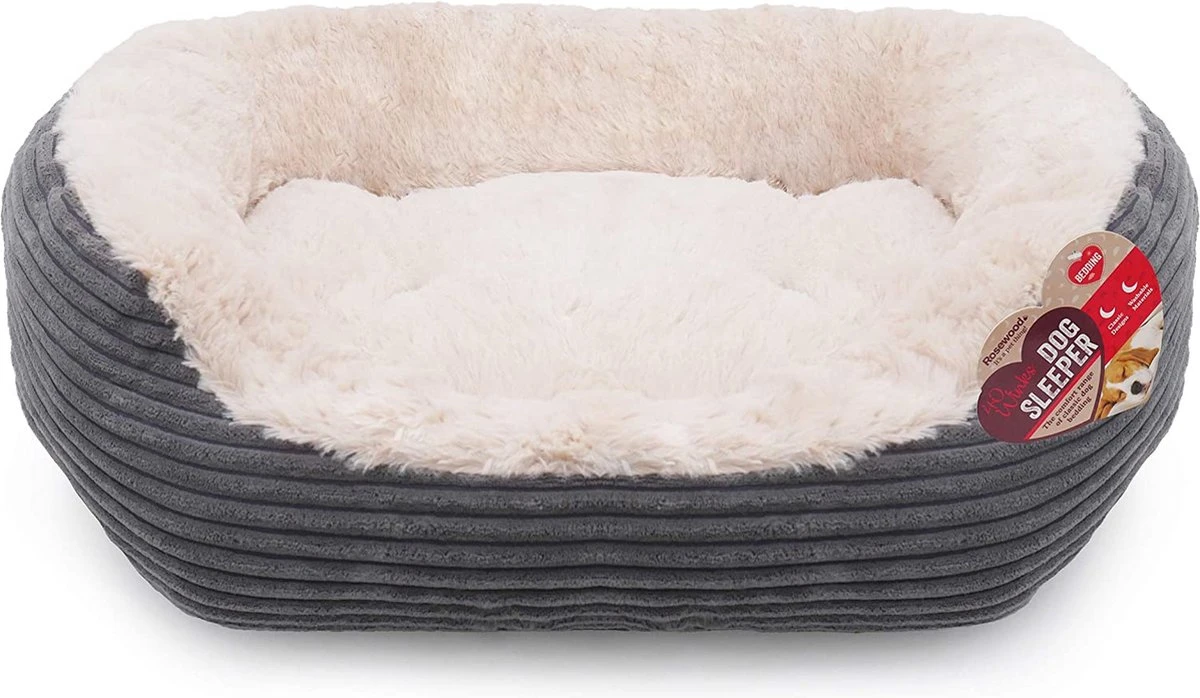 Rosewood Hondenmand Ovaal Jumbo Cord Pluche Grijs / Creme 81.5 CM