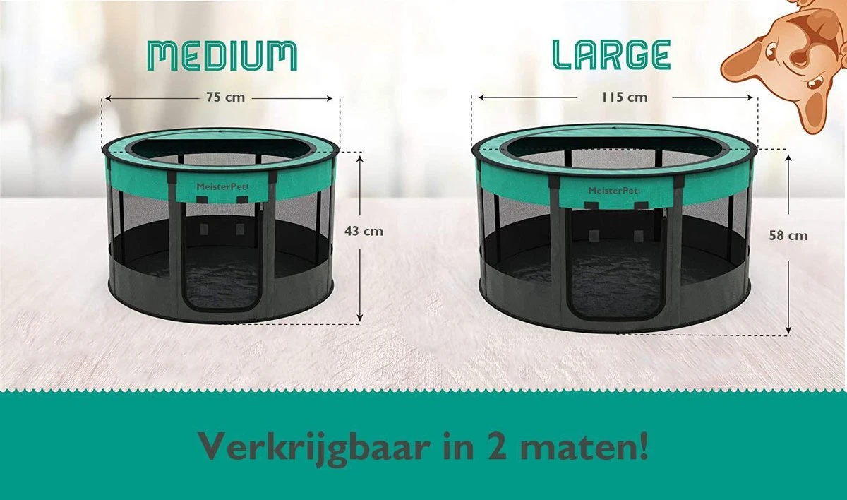 Meisterpets Opvouwbare Puppyren Rond - Extra Stevig - (Ø X H) 75 X 43 Cm - Incl. Gratis Drinkbak! - Afbeelding 5