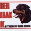 Merkloos Aluminum Waakbord: Hier Waak Ik Rottweiler Met Zijaanzicht