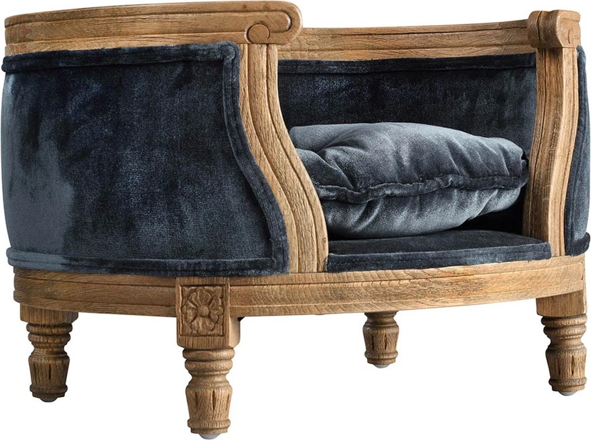 Lord Lou - George Blauw Velvet S - Luxe Hondenmand - Luxe Kattenmand - 49x40x31 - Afbeelding 2