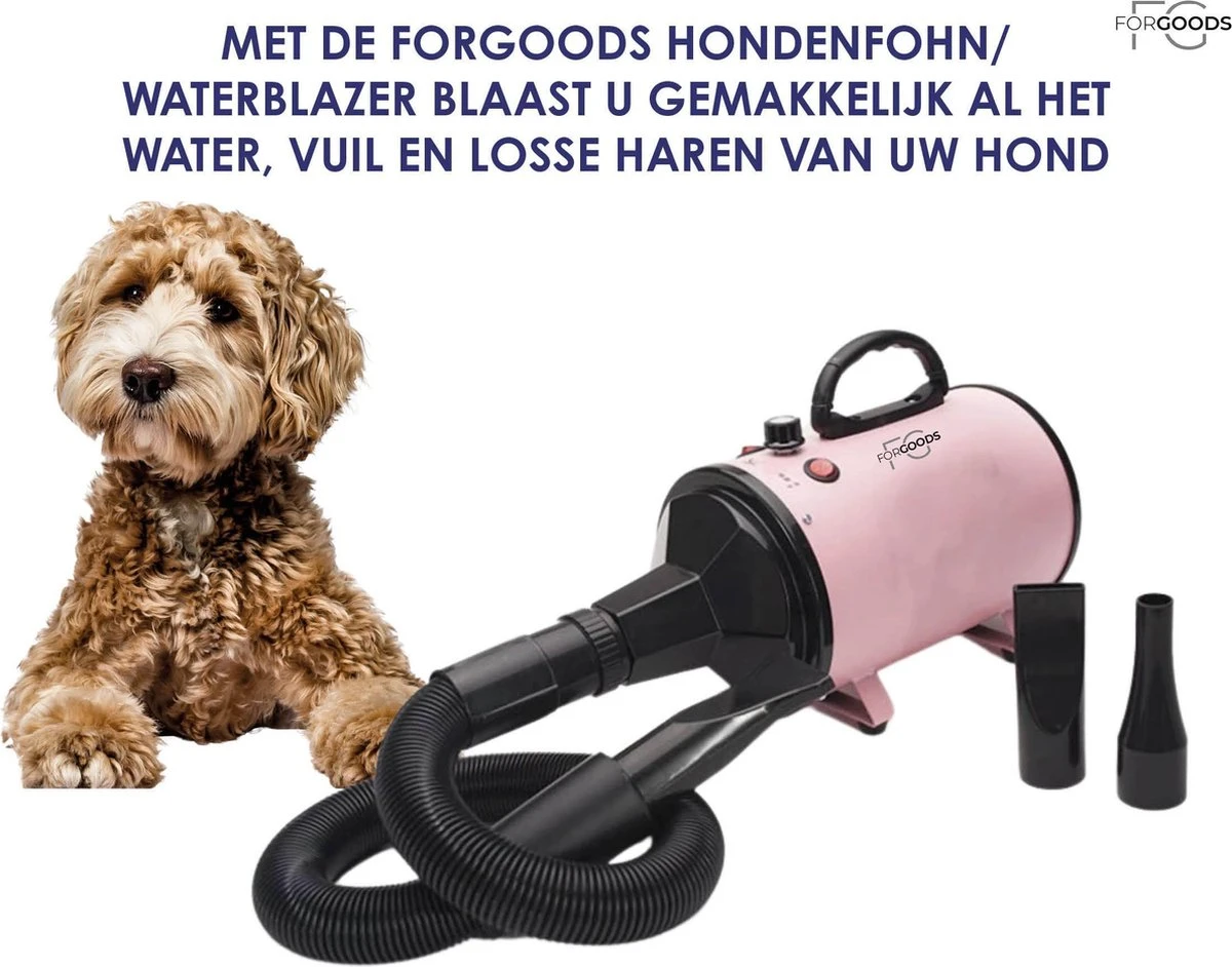 Forgoods Professionele Hondenfohn - Waterblazer Voor Honden - Hondenfohn Met 4 Opzetstukken - 2800W Verstelbaar Vermogen - Roze - Afbeelding 6