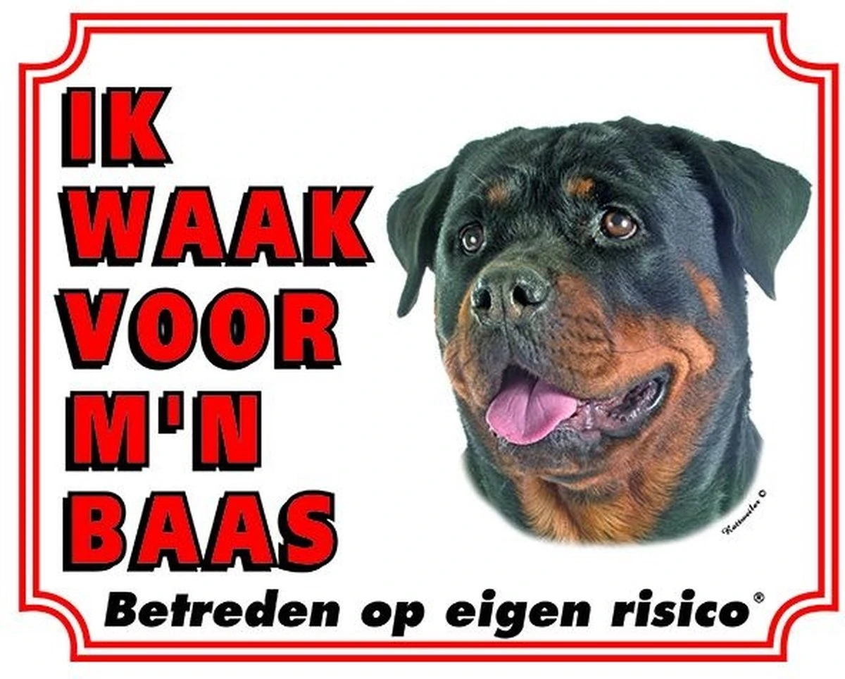 Rottweiler Waakbord - Ik Waak Voor Mijn Baas