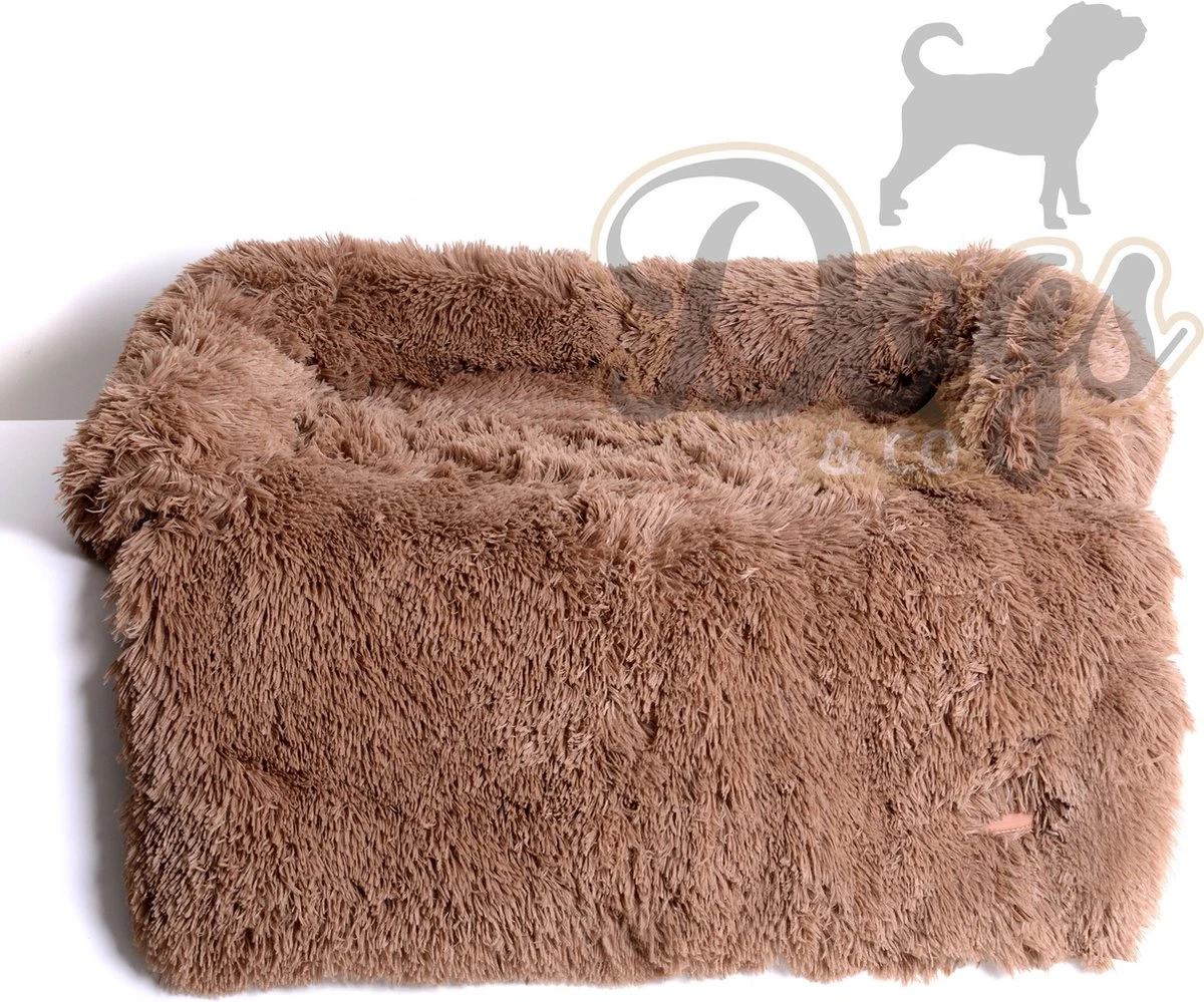 Dogs&Co Zachte Fluffy Hondenmat Voor Bank Maat L Khaki 120x90cm - Hondenmand - Afbeelding 4