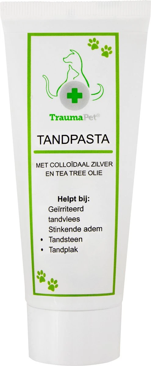 TraumaPet Tandpasta Met Colloïdaal Zilver Voor Dieren | Met Vleessmaak | Bij Stinkende Adem | Tandplak | Geïrriteerd Tandvlees | Tandsteen