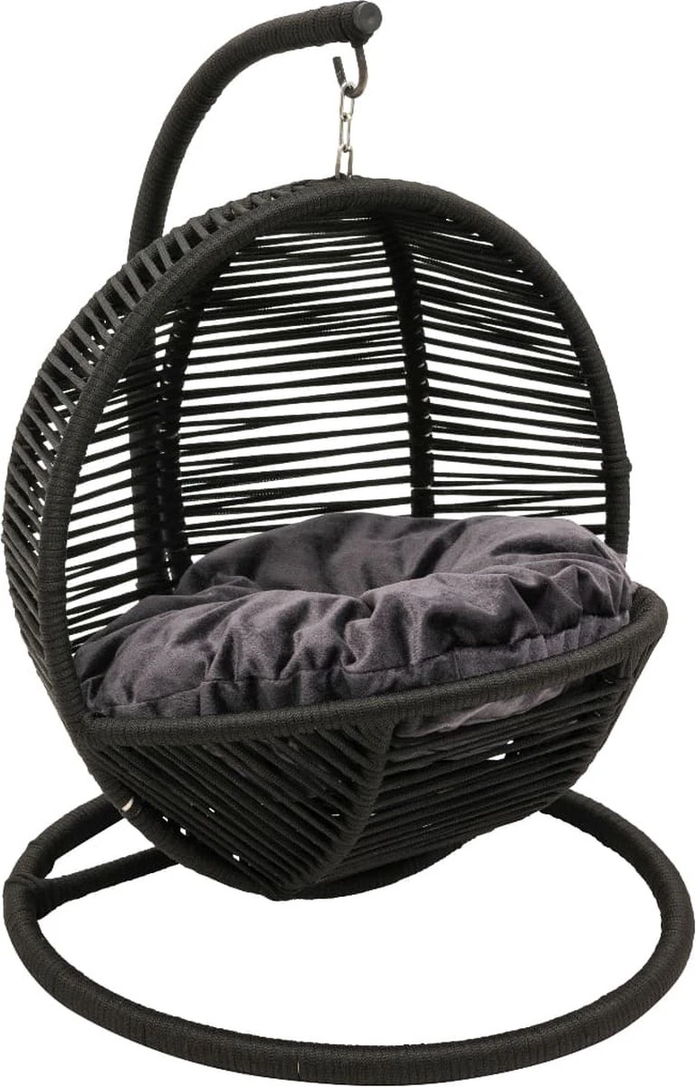 Merkloos Mini Hangstoel Swing Simba Kat / Hond Zwart | Grijze Kussen