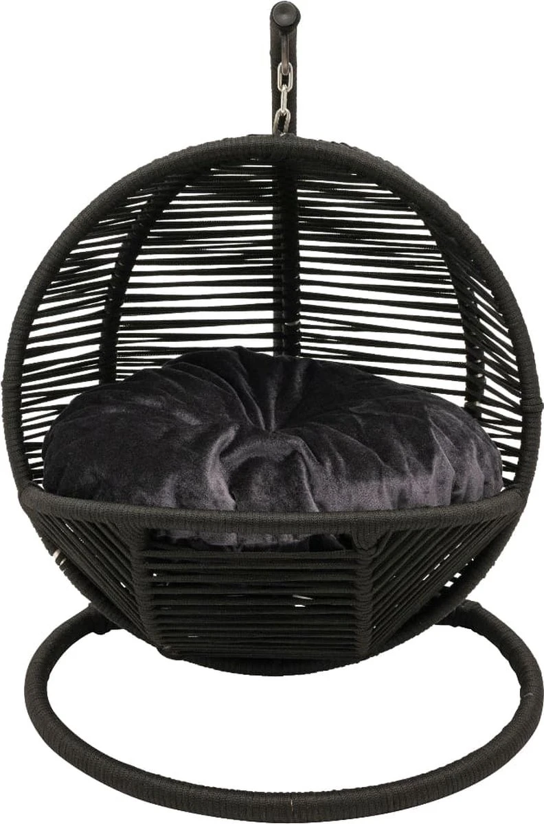 Merkloos Mini Hangstoel Swing Simba Kat / Hond Zwart | Grijze Kussen - Afbeelding 2