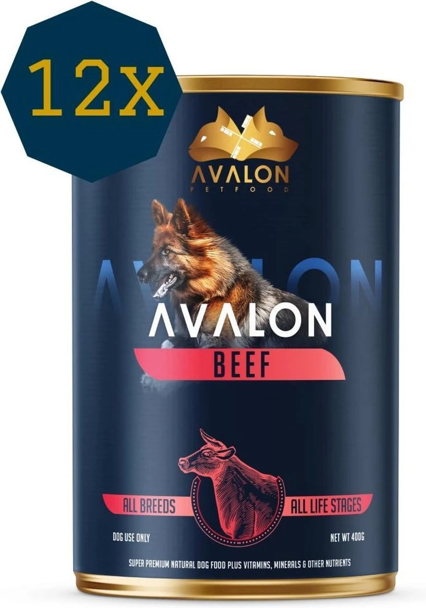 Avalon Petfood Dog Beef - Hondenvoer - 12 X 410g