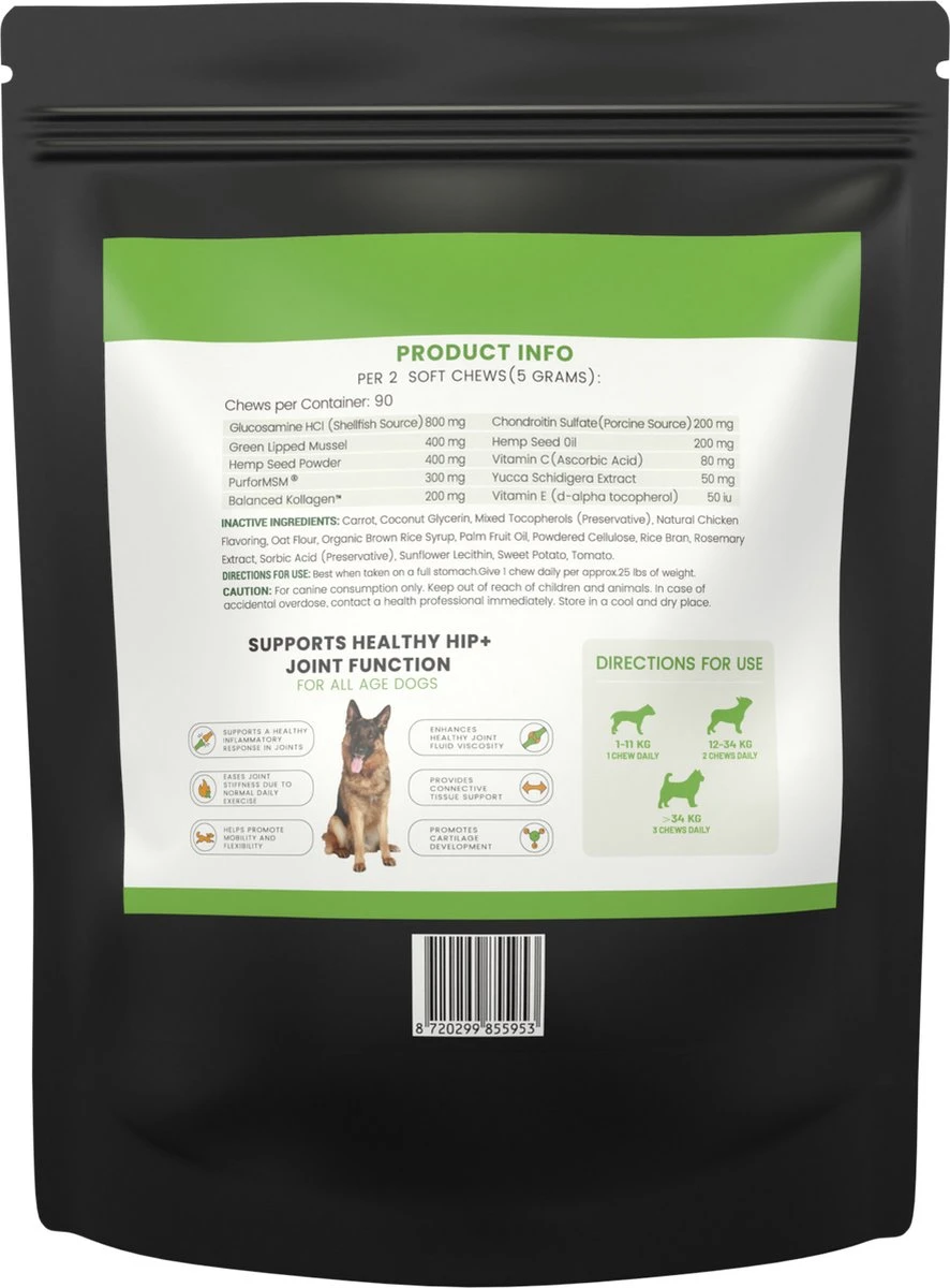 Dog Optimal Gewricht Supplement 90 Stuks - Mobility - Glucosamine Hond - Artrose - Heupdysplasie - Gewrichten - Hondensnacks - Hondenkoekjes - Hondensupplementen - Honden - Puppy - Hondenvoeding - Mankheid - HD - ED - Afbeelding 7