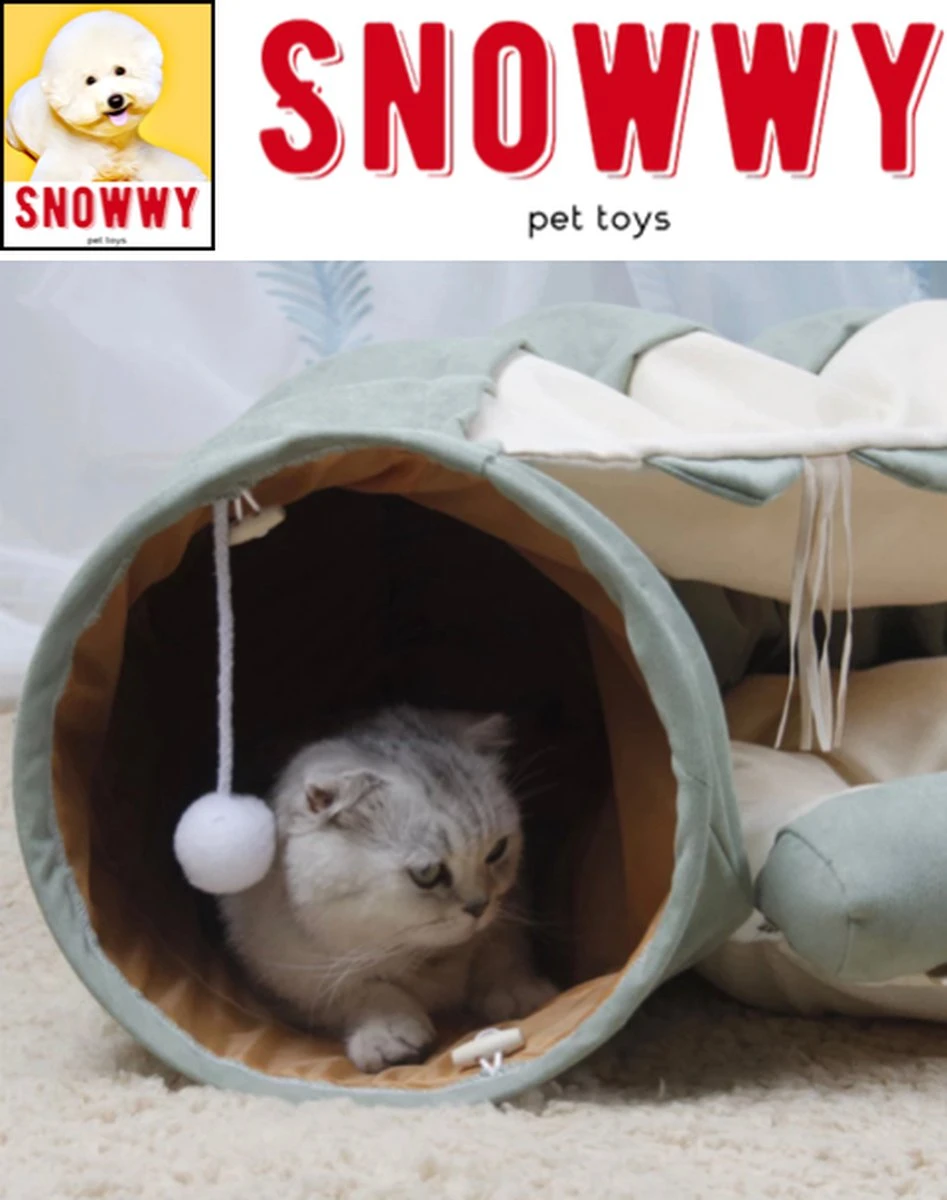 SNOWWY - Kattentunnel Met Kattenmand In één - Origineel En Uniek Design - Kattenhuis - Kattenhuis - Kat Kussen - Kattenbed - Matcha Groen - Afbeelding 5