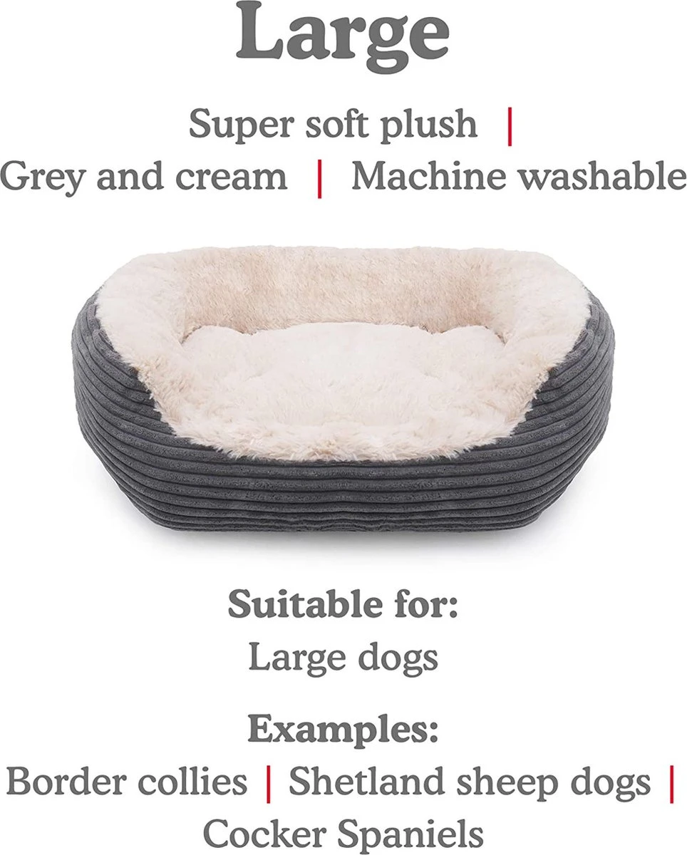 Rosewood Hondenmand Ovaal Jumbo Cord Pluche Grijs / Creme 81.5 CM - Afbeelding 4
